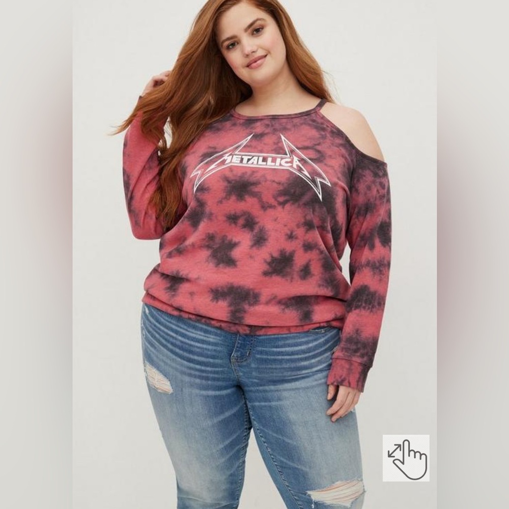 Cold Shoulder Sweatshirt - French Terry Metallica Red Wash